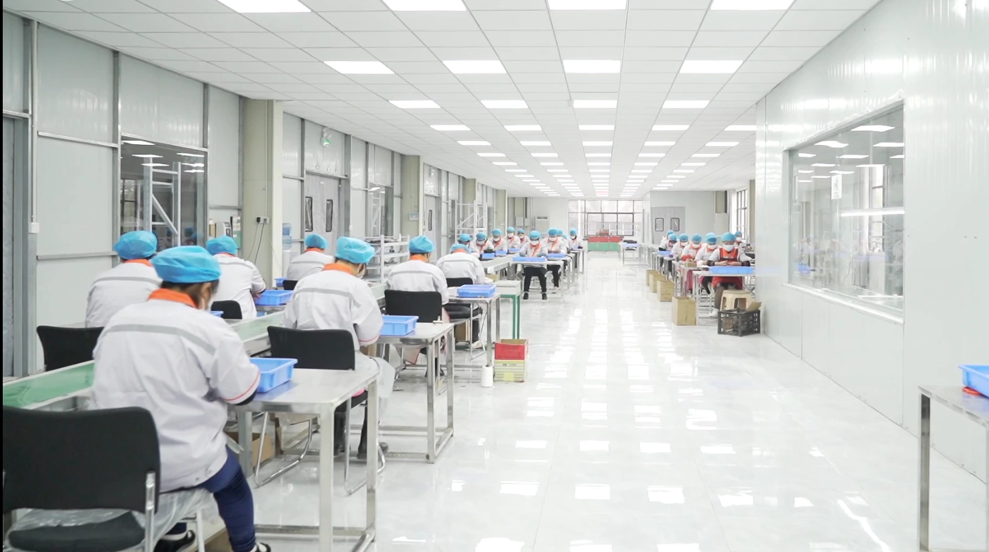 MEDELL production workshop with workstations and staff